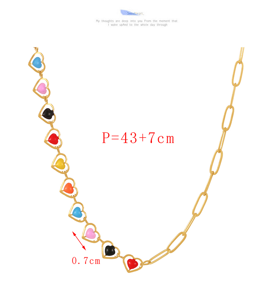 Fashion Color Titanium Steel Drip Oil Splicing Chain Love Necklace,Necklaces