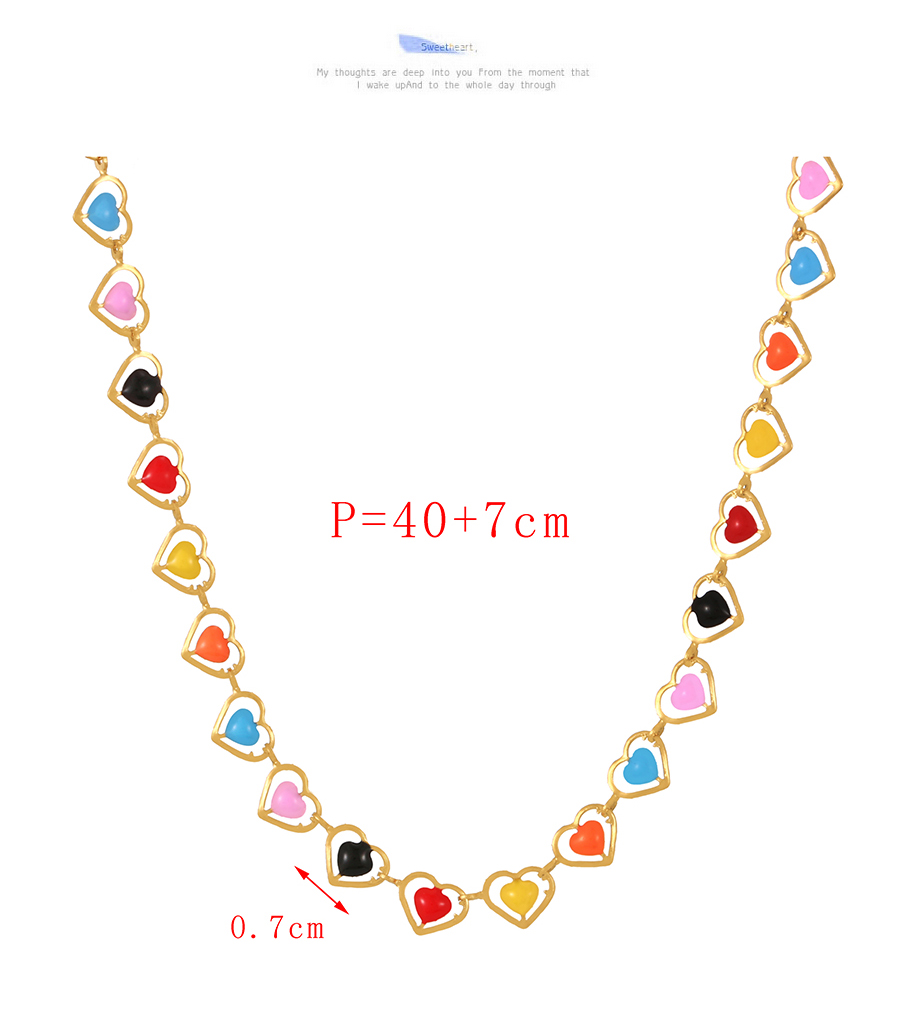 Fashion Color Titanium Steel Drip Oil Love Necklace,Necklaces
