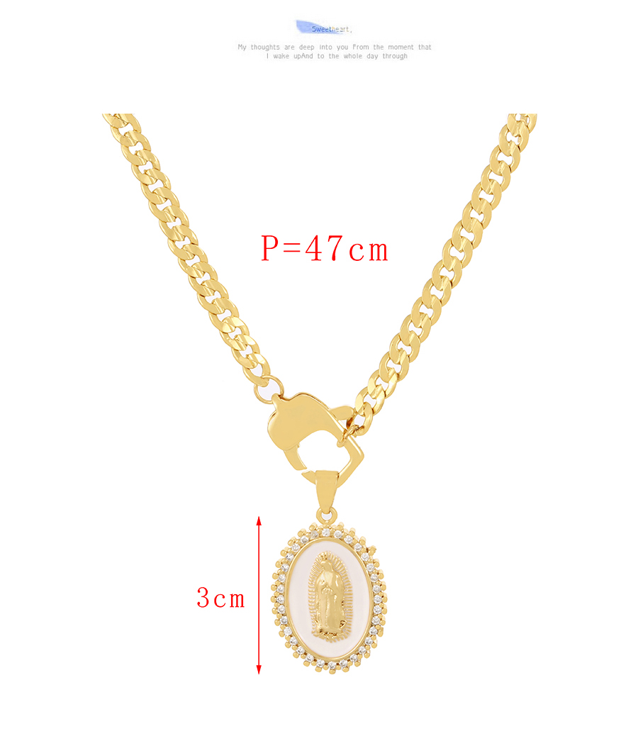 Fashion Gold-2 Bronze Zircon Shell Lobster Clasp Portrait Pendant Necklace,Necklaces