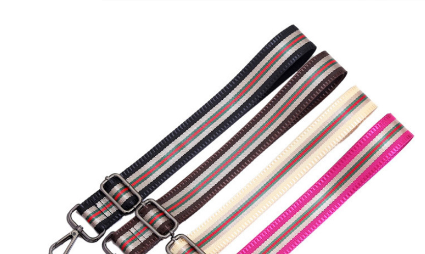 Fashion Brown Stripes Silver Hooks Cotton Geometric Print Wide Shoulder Strap,Household goods