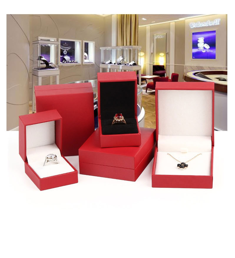 Fashion Outer Red And Inner White Pendant Box Filled Leather Right Angle Ring Storage Box,Jewelry Packaging & Displays