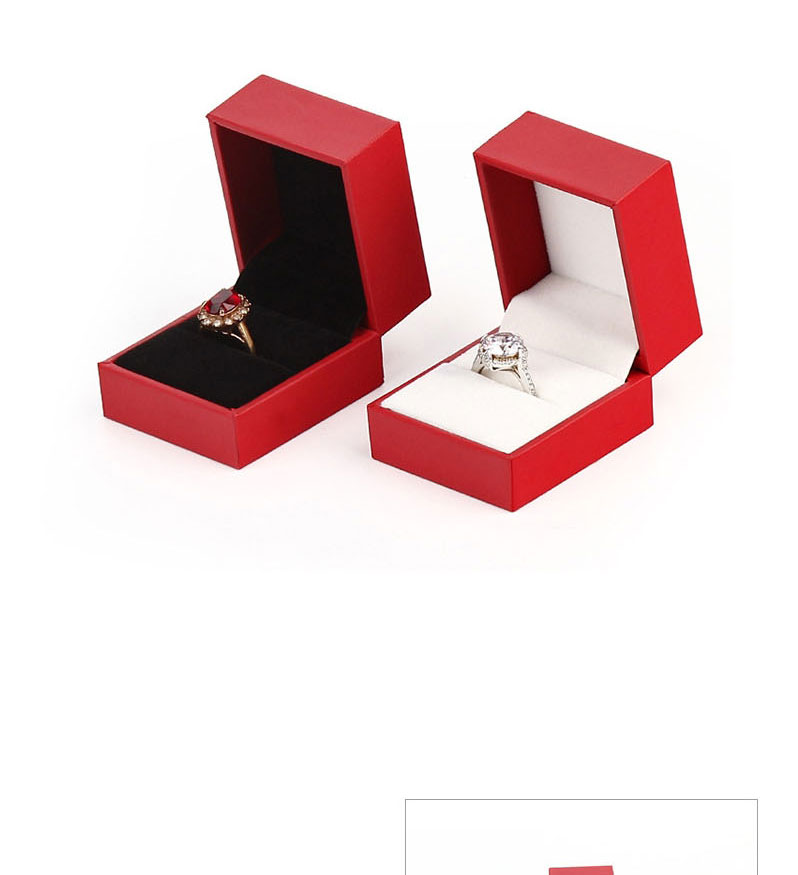 Fashion Outer Red Inner Black Ring Box Filled Leather Right Angle Ring Storage Box,Jewelry Packaging & Displays