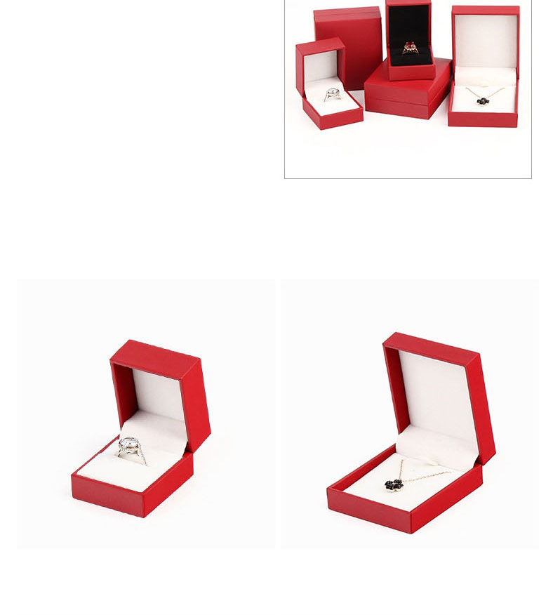 Fashion Outer Red And Inner White Pendant Box Filled Leather Right Angle Ring Storage Box,Jewelry Packaging & Displays