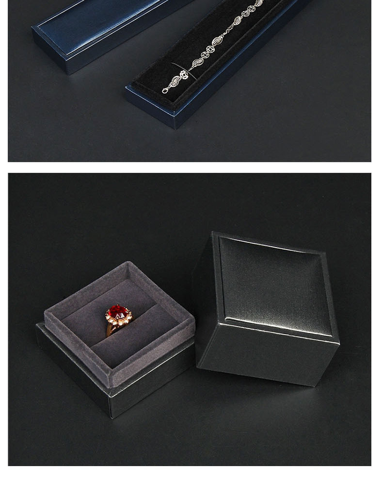 Fashion Silver Grey Ring Box Pu Brushed Jewelry Box,Jewelry Packaging & Displays