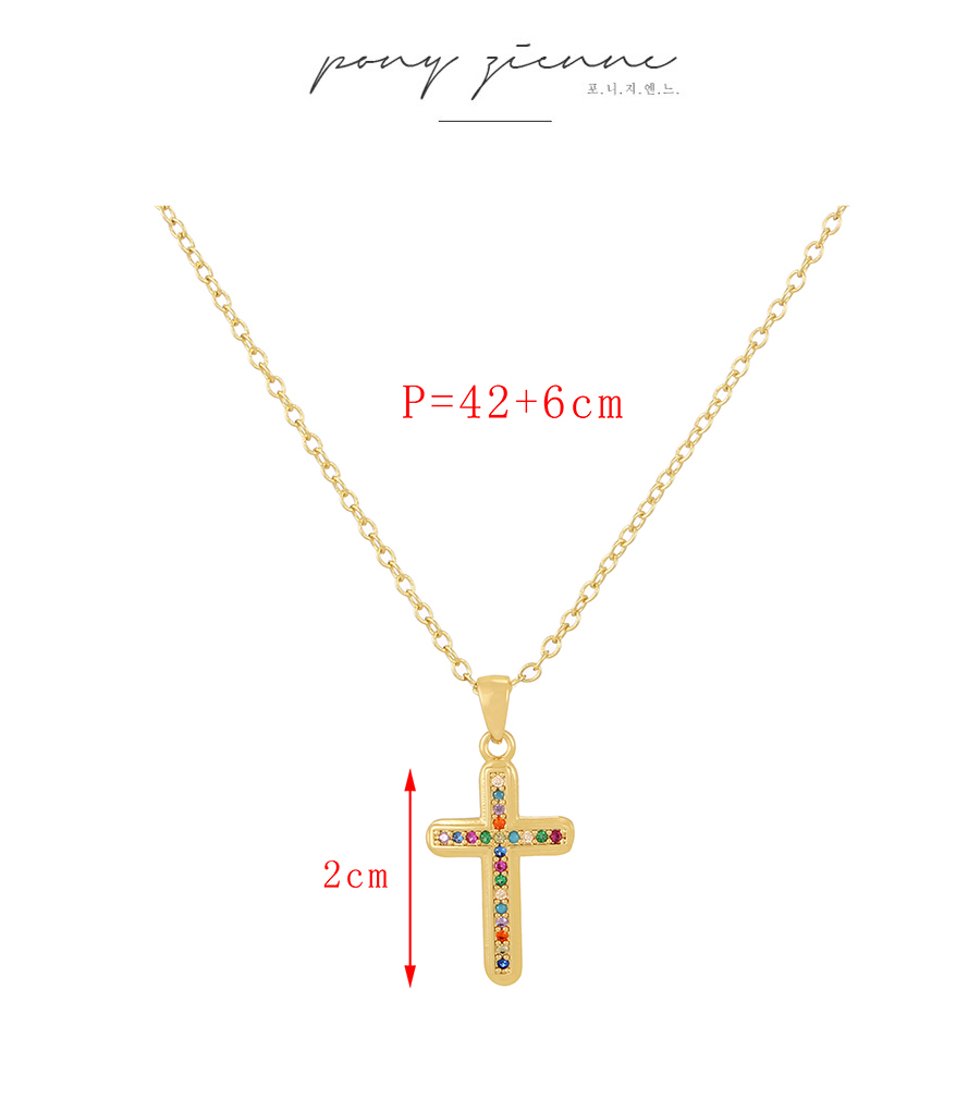 Fashion Color Bronze Zircon Cross Necklace,Necklaces