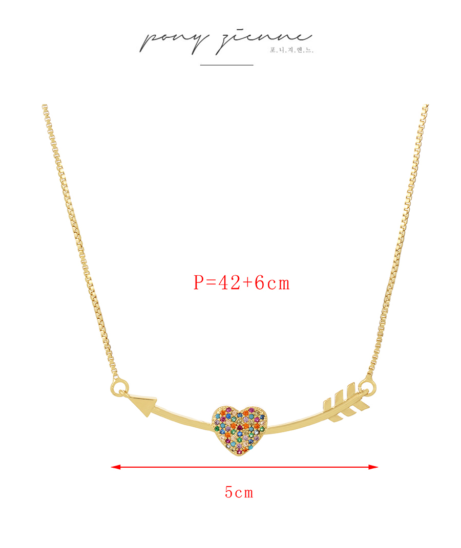 Fashion Color-2 Bronze Zircon Heart Necklace,Necklaces