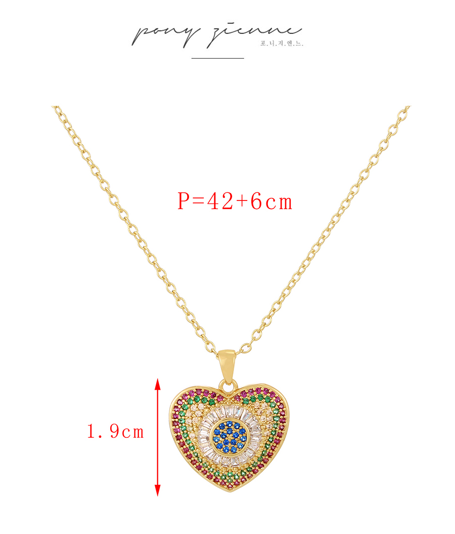 Fashion Color-5 Bronze Zircon Heart Necklace,Necklaces