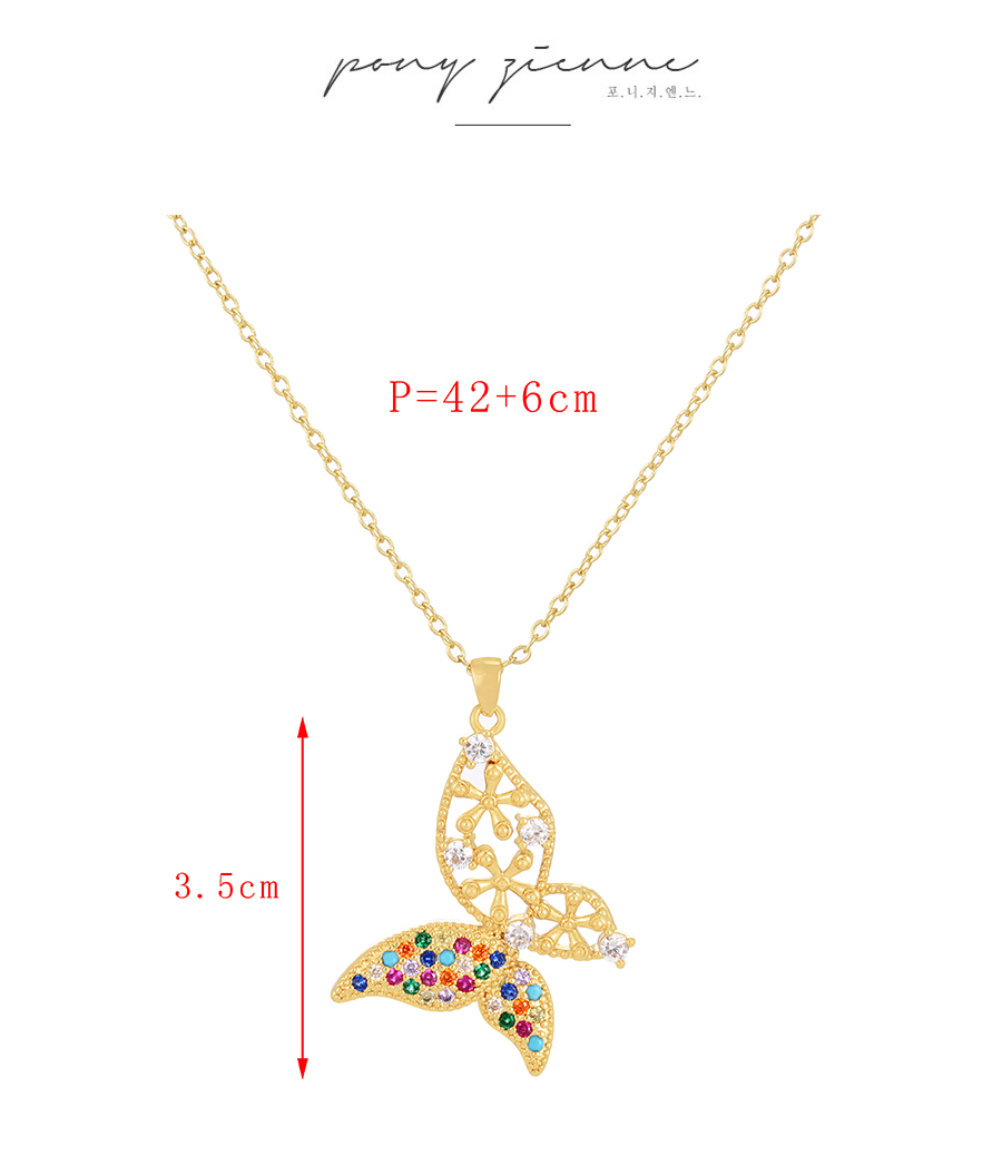 Fashion Color-5 Bronze Zircon Butterfly Necklace,Necklaces