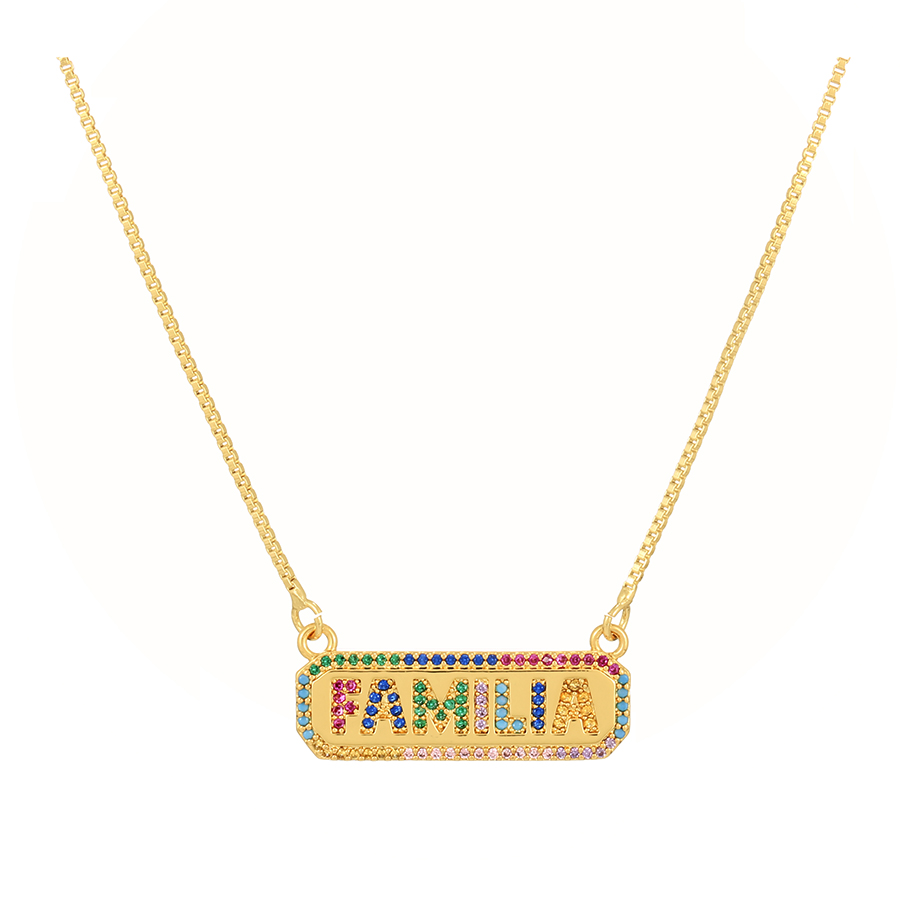 Fashion Color-2 Familia Necklace With Zircons In Bronze,Necklaces