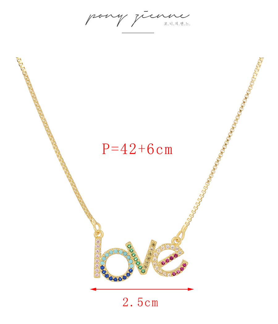 Fashion Color Bronze Zircon Alphabet Love Necklace,Necklaces