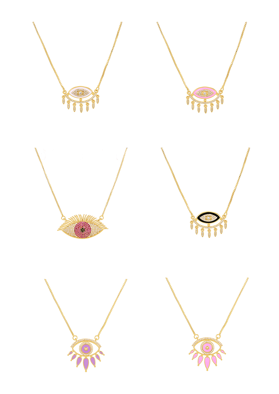 Fashion Color Bronze Zircon Eye Necklace,Necklaces