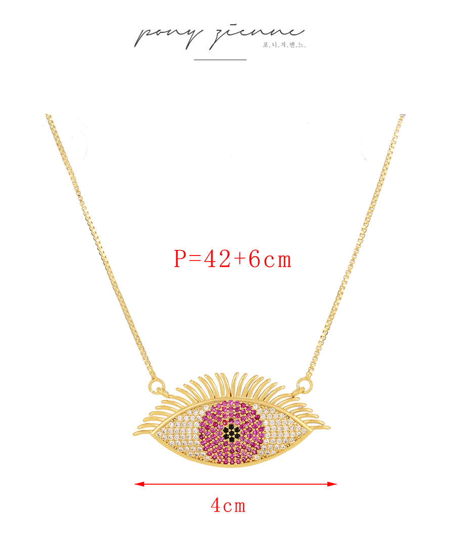 Fashion Pink Bronze Zircon Drop Oil Eye Tassel Necklace,Necklaces