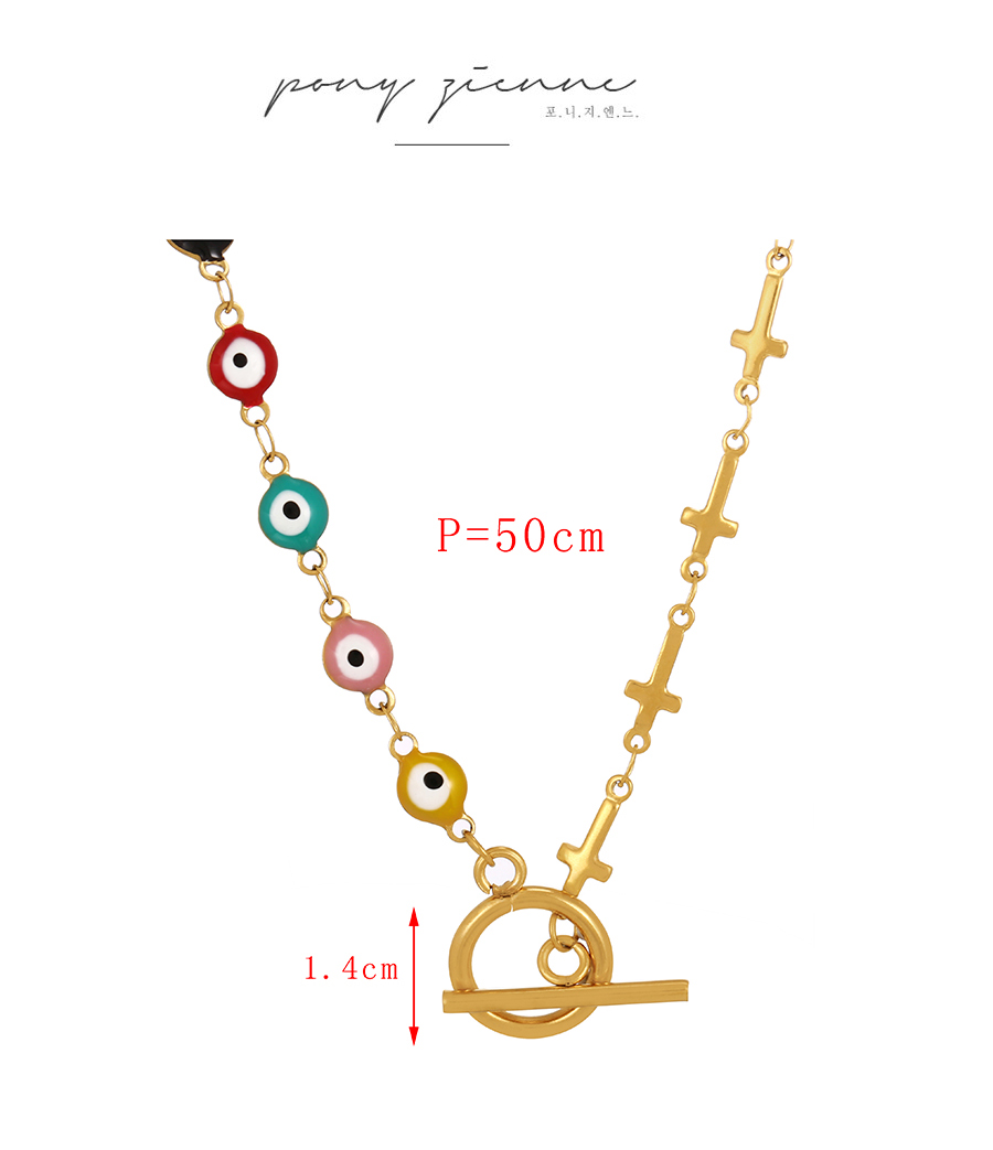Fashion Gold Titanium Steel Drop Oil Eye Ot Buckle Cross Necklace,Necklaces