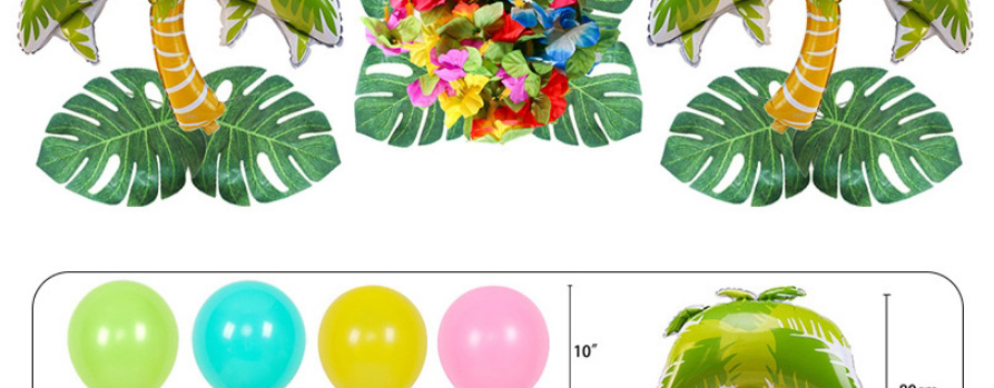 Fashion Hawaiian Balloon Chain Set Non-woven Hawaiian Flamingo Turtle Leaf Pineapple Coconut Pull Flag Balloon Set,Festival & Party Supplies