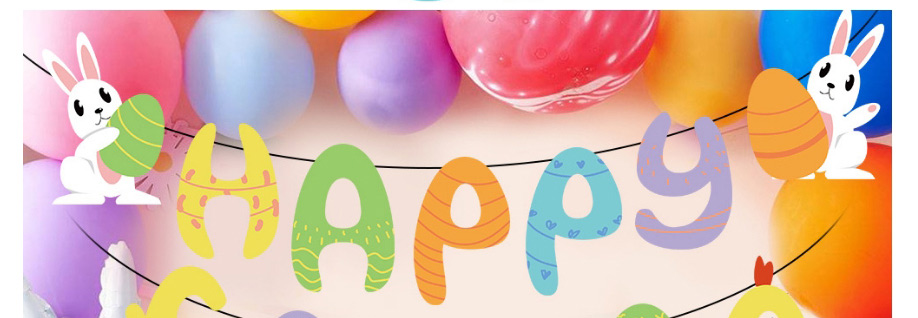 Fashion Easter Fishtail Flag Easter Bunny Egg Pull Flag Letter Banner,Festival & Party Supplies