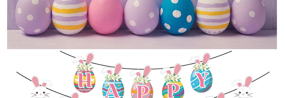 Fashion Easter Fishtail Flag Easter Bunny Egg Pull Flag Letter Banner,Festival & Party Supplies