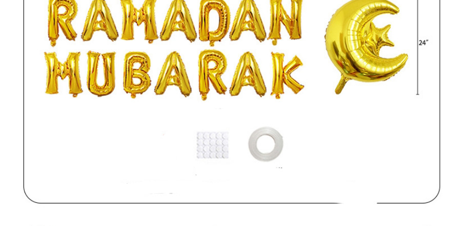 Fashion Rose Gold Eid Set Star Moon Alphabet Balloons Set,Festival & Party Supplies