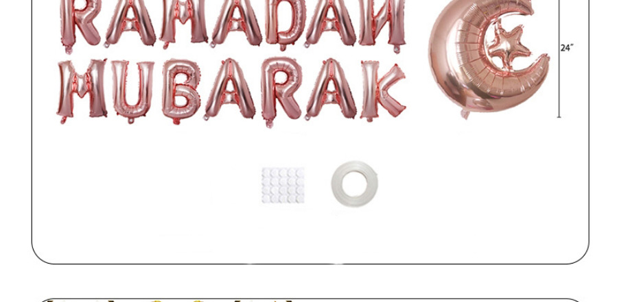 Fashion Silver Eid Set Star Moon Alphabet Balloons Set,Festival & Party Supplies