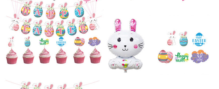Fashion Easter Bunny Set Geometric Egg Rabbit Pull Flag Balloon Set,Festival & Party Supplies