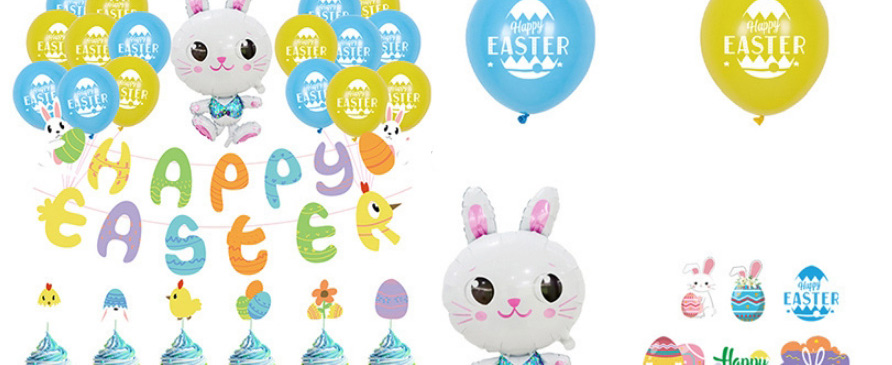 Fashion Easter Alphabet Pull Flag Set Geometric Egg Rabbit Pull Flag Balloon Set,Festival & Party Supplies