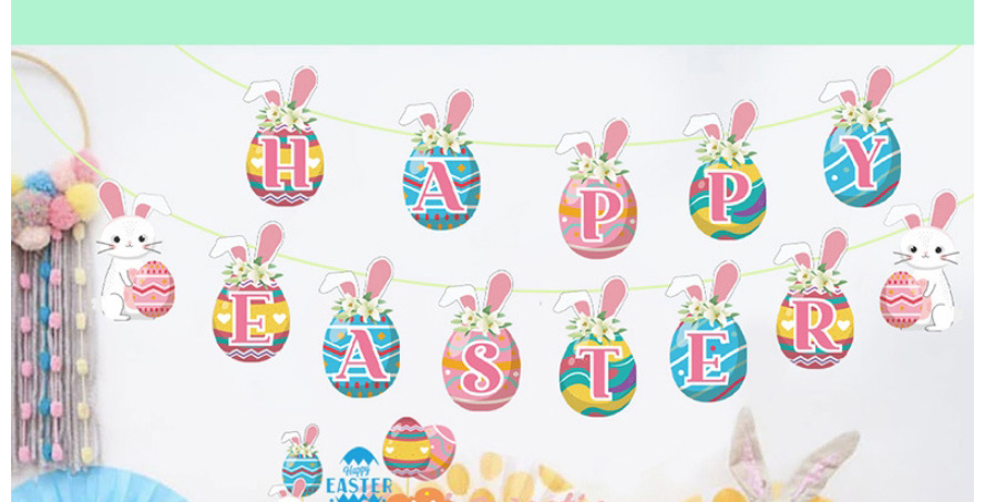 Fashion Easter Alphabet Pull Flag Package Geometric Alphabet Pull Flag Latex Balloons Set,Festival & Party Supplies