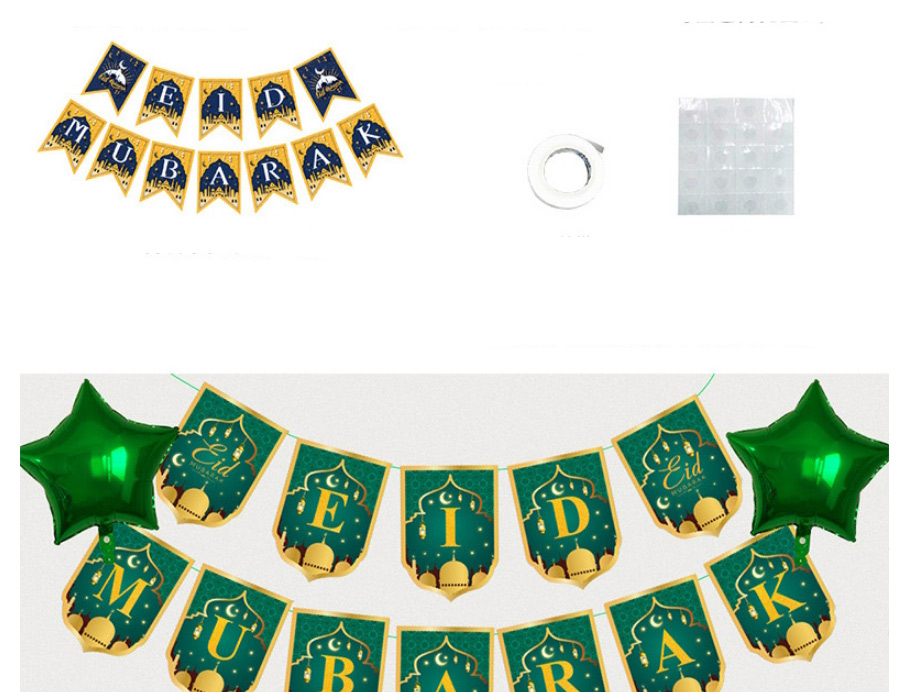 Fashion Blue And Gold Set 1 Geometric Alphabet Pull Flag Latex Balloons Set,Festival & Party Supplies