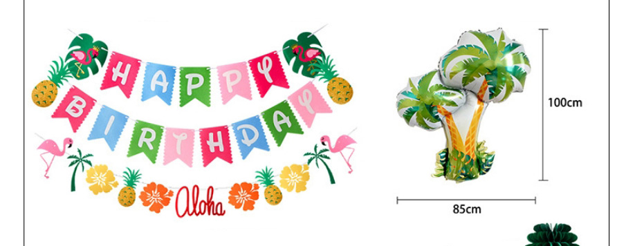 Fashion Hawaiian Paper Flower Ball Set Geometric Alphabet Pull Flag Latex Balloons Set,Festival & Party Supplies