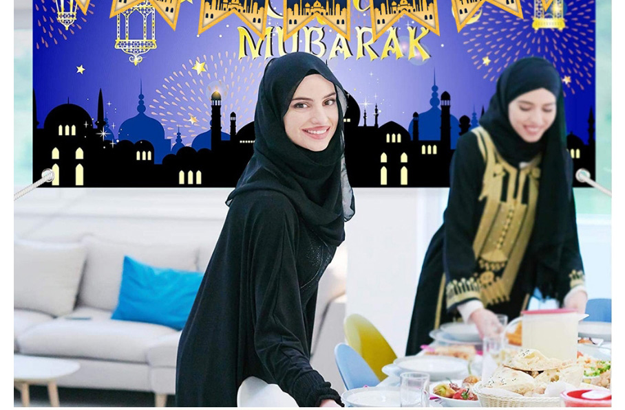 Fashion Eid Al-fitr Star Moon Pull Flag Geometric Alphabet Pull Flag Latex Balloons Set,Festival & Party Supplies