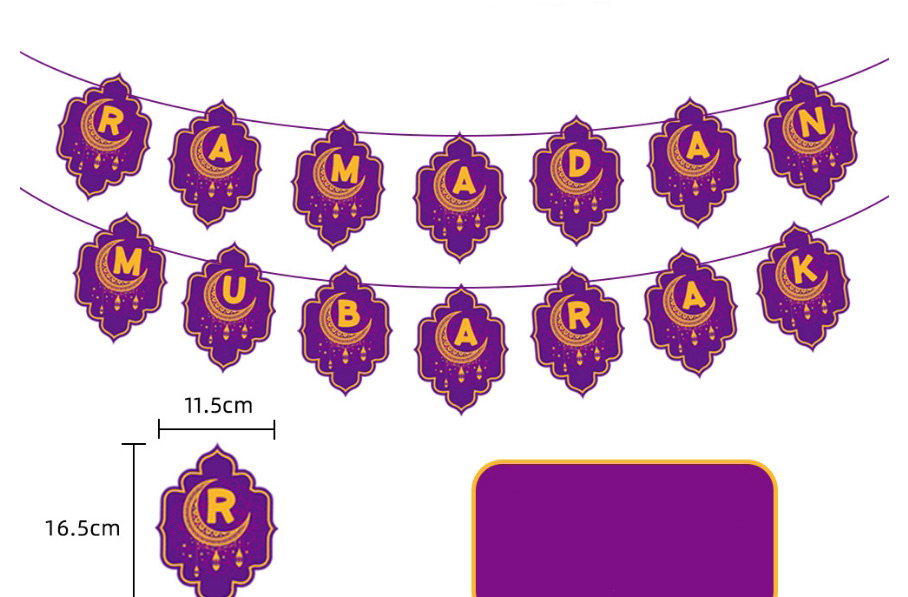 Fashion Eid Al-fitr Purple Pull Flag Geometric Alphabet Pull Flag Latex Balloons Set,Festival & Party Supplies