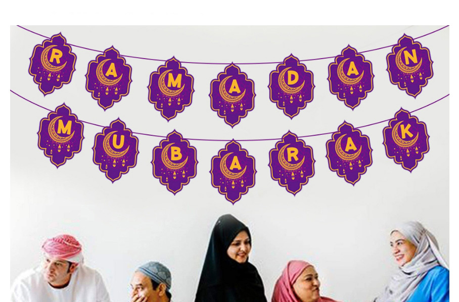 Fashion Eid Al-fitr Star Moon Pull Flag Geometric Alphabet Pull Flag Latex Balloons Set,Festival & Party Supplies