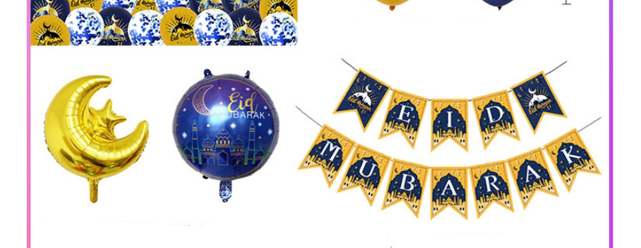 Fashion Eid Al-fitr Set 3 Geometric Alphabet Pull Flag Latex Balloons Set,Festival & Party Supplies