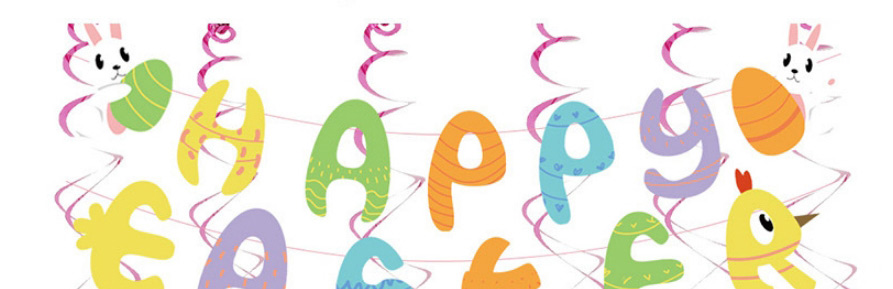 Fashion Easter Egg Pulling Flag Set Geometric Alphabet Pull Flag Latex Balloons Set,Festival & Party Supplies