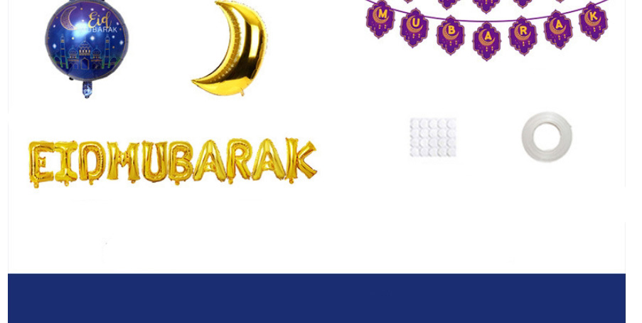 Fashion Eid Al-fitr Set 1 Geometric Alphabet Pull Flag Latex Balloons Set,Festival & Party Supplies