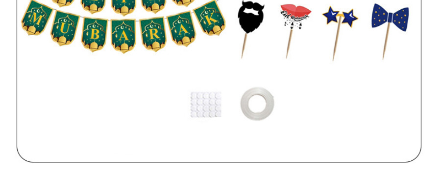 Fashion Eid Fishtail Flag Set Geometric Alphabet Pull Flag Latex Balloons Set,Festival & Party Supplies