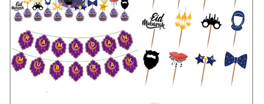 Fashion Eid Al-fitr Green Pull Flag Set Geometric Alphabet Pull Flag Latex Balloons Set,Festival & Party Supplies