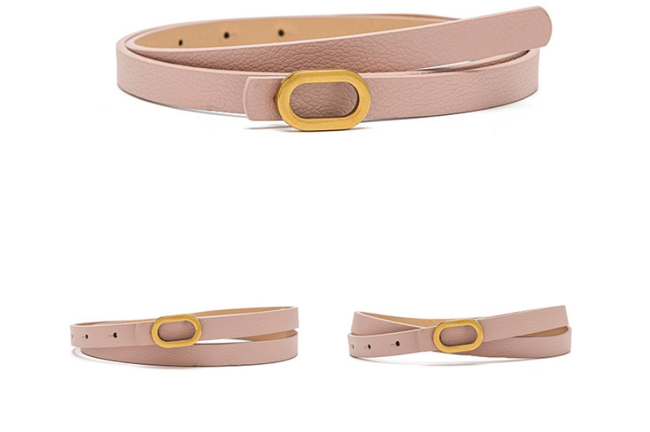 Fashion Pink Pu Leather Geometric Texture Gold Buckle Belt,Wide belts