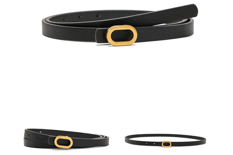 Fashion Black Pu Leather Geometric Texture Gold Buckle Belt,Wide belts
