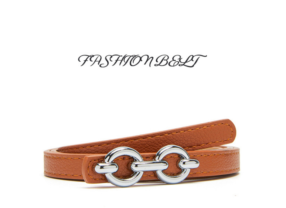 Fashion Dark Khaki Pu Leather Double Round Buckle Wide Belt,Wide belts