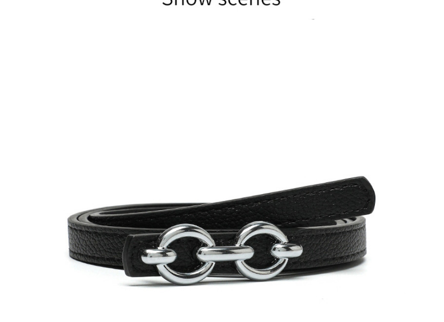 Fashion White Pu Leather Double Round Buckle Wide Belt,Wide belts