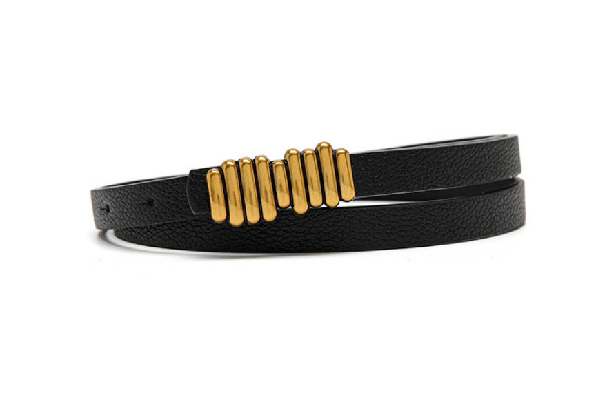 Fashion Black Caterpillar Buckle Thin Belt,Thin belts