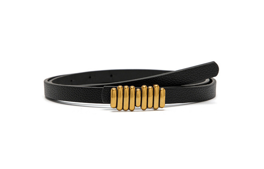 Fashion Black Caterpillar Buckle Thin Belt,Thin belts