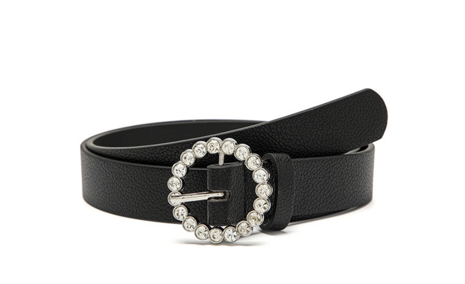 Fashion Dark Khaki Diamond Round Buckle Pu Wide Belt,Wide belts