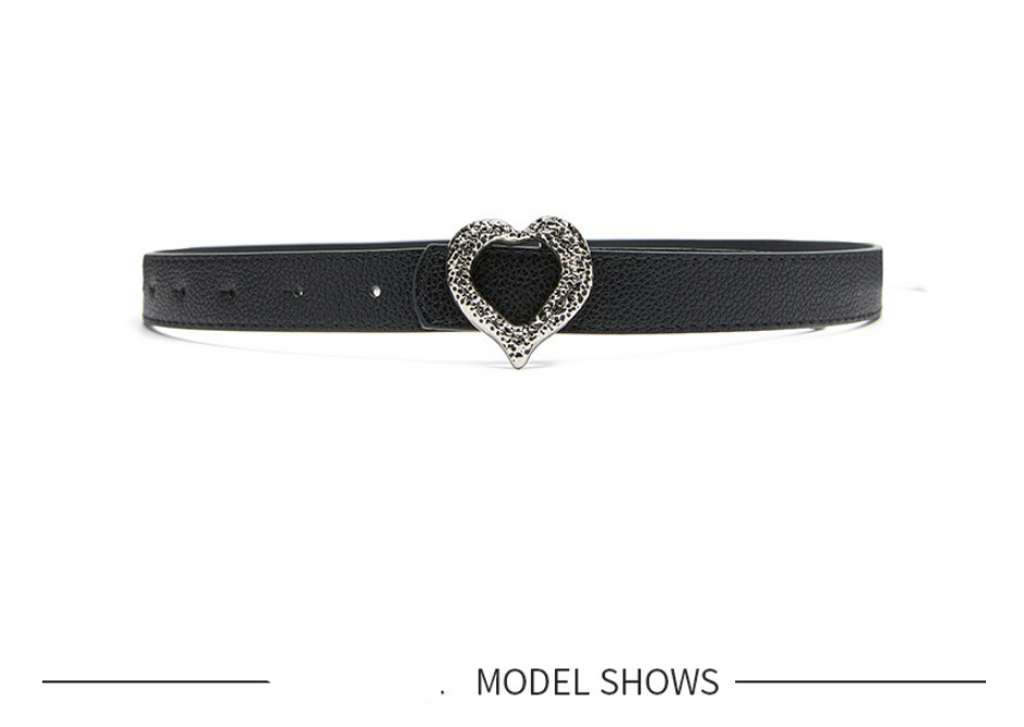 Fashion Dark Khaki Heart Buckle Pu Wide Belt,Wide belts