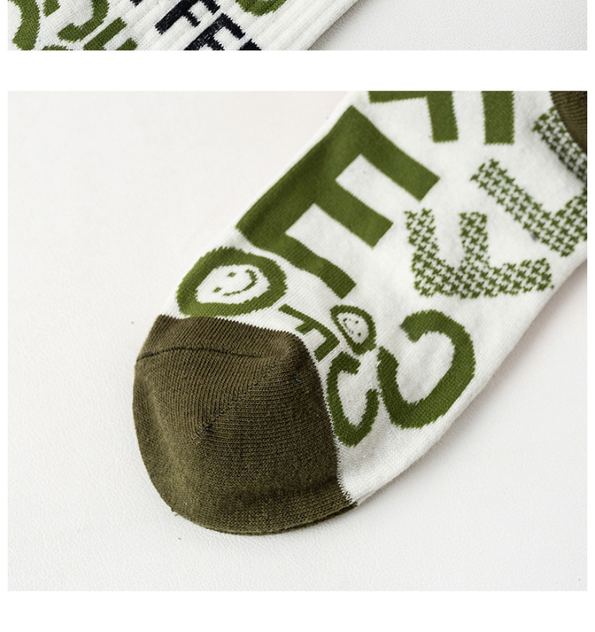 Fashion Green Letters Alphabet Print Socks,Fashion Socks
