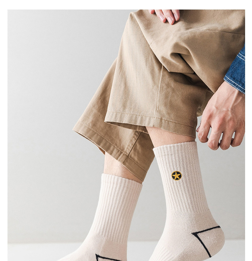 Fashion Khaki Cotton Pentagram Embroidered Socks,Fashion Socks