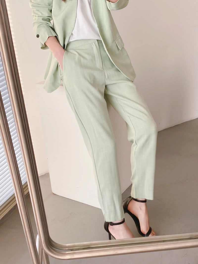 Fashion Green Woven Drape Trousers,Pants