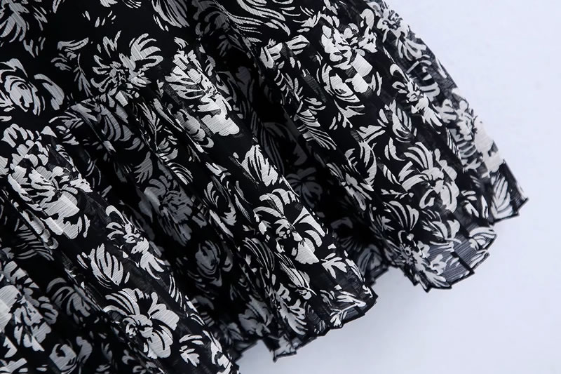 Fashion Black Printed Lapel Dress,Mini & Short Dresses