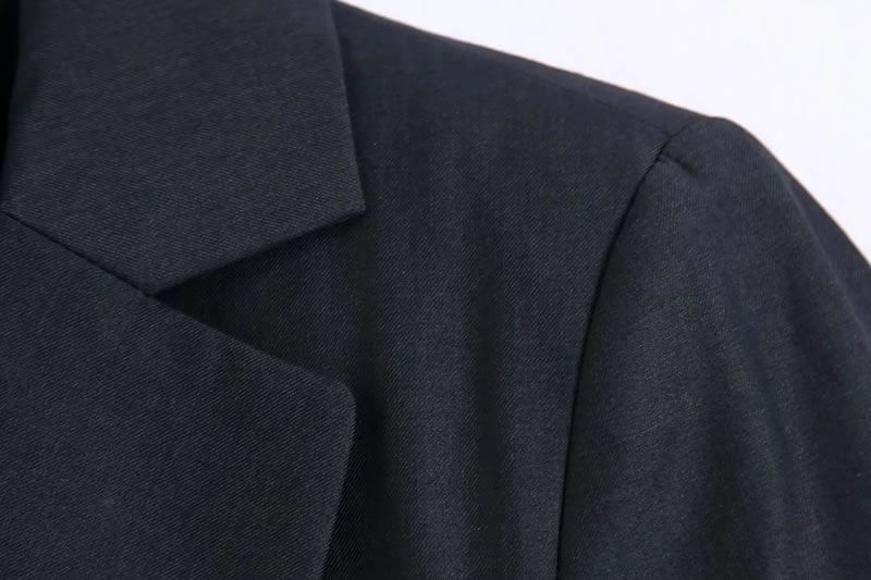 Fashion Grey Lapel One Button Cropped Blazer,Coat-Jacket