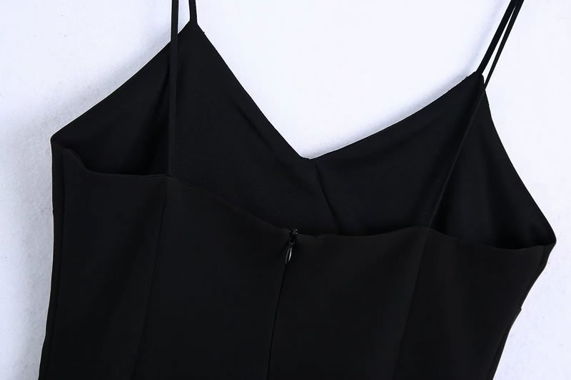 Fashion Black Woven Jeweled Slip Dress,Mini & Short Dresses