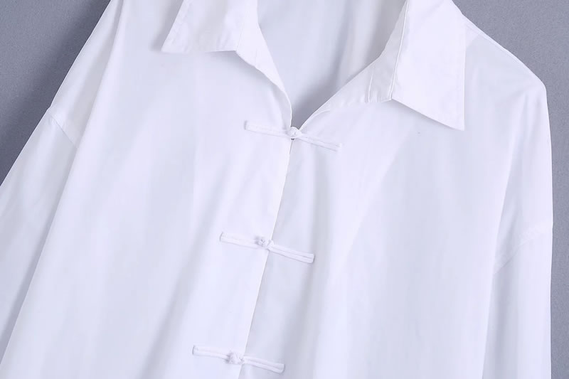 Fashion White Woven Button-down Lapel Shirt,Tank Tops & Camis